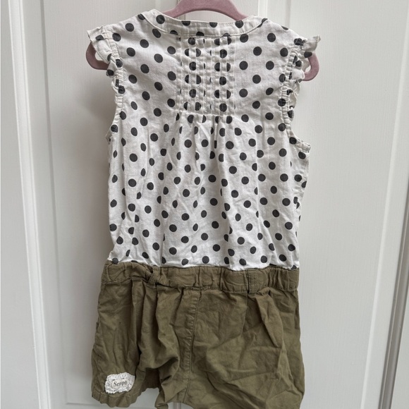 Bit’s Kids Girls Size 4 - 5 Polka Dot and Olive Green Short Sleeve Romper - Picture 7 of 8